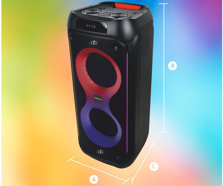 MANTA SPK0805B140 PALLAS prenosni KARAOKE zvočnik, Bluetooth, 140W, TWS, Equalizer, polnilna baterija, RGB LED osvetlitev, USB / microSD / AUX / MIC-in, +mikrofon, +daljinec, črn