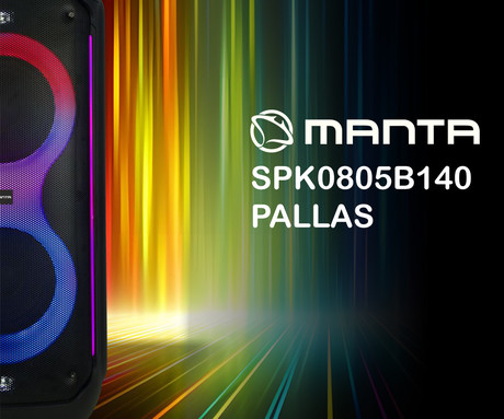 MANTA SPK0805B140 PALLAS prenosni KARAOKE zvočnik, Bluetooth, 140W, TWS, Equalizer, polnilna baterija, RGB LED osvetlitev, USB / microSD / AUX / MIC-in, +mikrofon, +daljinec, črn