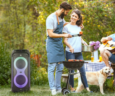 MANTA SPK0805B140 PALLAS prenosni KARAOKE zvočnik, Bluetooth, 140W, TWS, Equalizer, polnilna baterija, RGB LED osvetlitev, USB / microSD / AUX / MIC-in, +mikrofon, +daljinec, črn