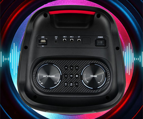 MANTA SPK0805B140 PALLAS prenosni KARAOKE zvočnik, Bluetooth, 140W, TWS, Equalizer, polnilna baterija, RGB LED osvetlitev, USB / microSD / AUX / MIC-in, +mikrofon, +daljinec, črn