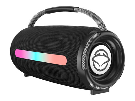 MANTA SPK140GO prenosni zvočnik, Bluetooth 5.3, FM Radio, 20W, TWS, polnilna baterija, RGB LED osvetlitev, USB / AUX / microSD, ročaj, črn (Eclipse Black)