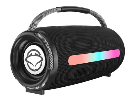 MANTA SPK140GO prenosni zvočnik, Bluetooth 5.3, FM Radio, 20W, TWS, polnilna baterija, RGB LED osvetlitev, USB / AUX / microSD, ročaj, črn (Eclipse Black)