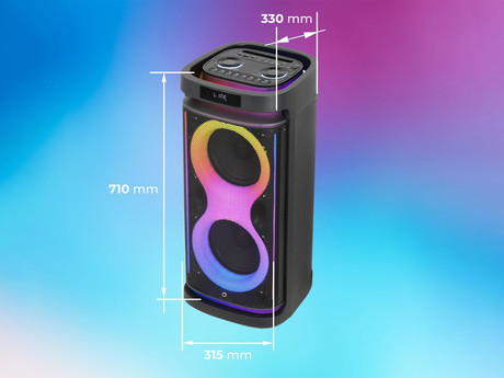 MANTA SPK0804B160 HEKTOR prenosni KARAOKE zvočnik, Bluetooth, 160W, TWS, Equalizer, polnilna baterija, RGB LED osvetlitev, USB / microSD / AUX / MIC-in, +mikrofon, +daljinec, črn