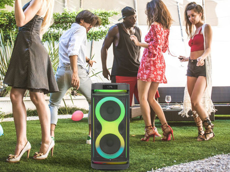 MANTA SPK0804B160 HEKTOR prenosni KARAOKE zvočnik, Bluetooth, 160W, TWS, Equalizer, polnilna baterija, RGB LED osvetlitev, USB / microSD / AUX / MIC-in, +mikrofon, +daljinec, črn
