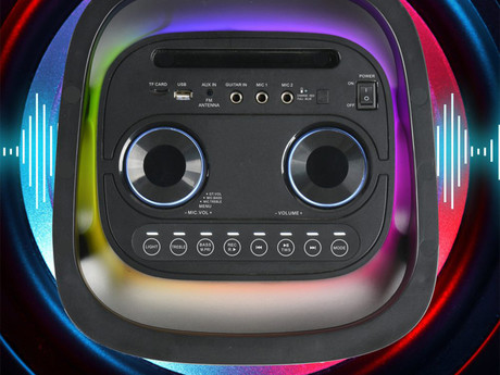 MANTA SPK0804B160 HEKTOR prenosni KARAOKE zvočnik, Bluetooth, 160W, TWS, Equalizer, polnilna baterija, RGB LED osvetlitev, USB / microSD / AUX / MIC-in, +mikrofon, +daljinec, črn
