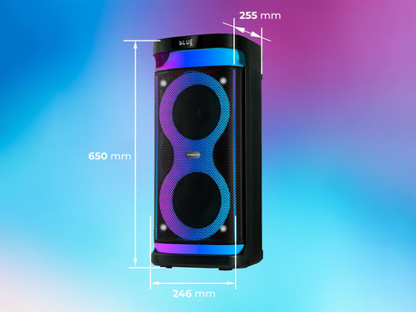 MANTA SPK0601B100 ARGOS prenosni KARAOKE zvočnik, Bluetooth, 100W, TWS, Equalizer, polnilna baterija, RGB LED osvetlitev, USB / microSD / AUX / MIC-in, +mikrofon, +daljinec, črn