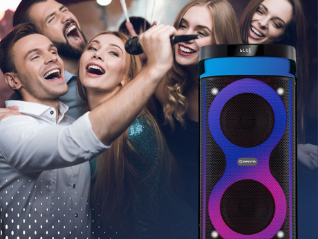 MANTA SPK0601B100 ARGOS prenosni KARAOKE zvočnik, Bluetooth, 100W, TWS, Equalizer, polnilna baterija, RGB LED osvetlitev, USB / microSD / AUX / MIC-in, +mikrofon, +daljinec, črn