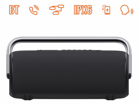 MANTA SPK530 ATLAS prenosni Boombox zvočnik, Bluetooth 5.3, 200W, TWS / Multi Link, polnilna baterija, RGB LED osvetlitev, IPX6 vodoodpornost, USB / AUX, Google Assistant / Siri, črn (Phantom Black)