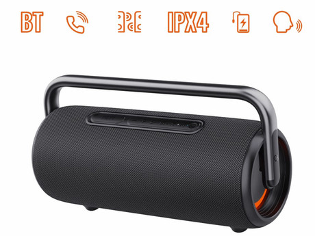 MANTA SPK325 NYX prenosni Boombox zvočnik, Bluetooth 5.3, 80W, TWS, polnilna baterija, RGB LED osvetlitev, IPX4 vodoodpornost, USB / AUX, Google Assistant / Siri, črn (Phantom Black)