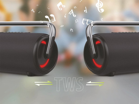 MANTA SPK325 NYX prenosni Boombox zvočnik, Bluetooth 5.3, 80W, TWS, polnilna baterija, RGB LED osvetlitev, IPX4 vodoodpornost, USB / AUX, Google Assistant / Siri, črn (Phantom Black)