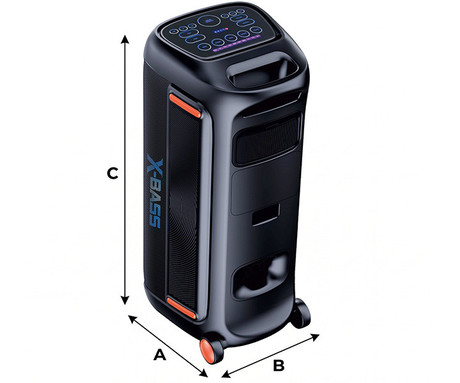 MANTA SPK806B300 ORION prenosni KARAOKE zvočnik, 300W RMS, BT 5.3, TWS, XBASS, Equalizer, polnilna baterija, DISCO RGB LED osvetlitev, USB / microSD / AUX / MIC-in, +mikrofon, +daljinec, črn