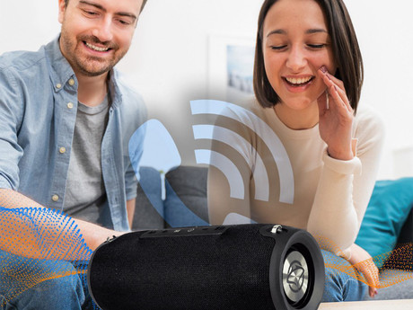 MANTA SPK15GO prenosni zvočnik, Bluetooth, FM Radio, 20W, TWS, polnilna baterija, USB / AUX / microSD, pas za nošenje, črn (Eclipse Black)