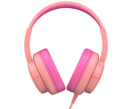 Blackview FITBUDS K1 otroške naglavne slušalke, nastavljive, zložljive, multifunkcijski gumb, klicanje, mikrofon, 2 načina BOOSTED/SAFE, 3.5mm jack, +adapter USB Type-C, roza (Rosy Pink)