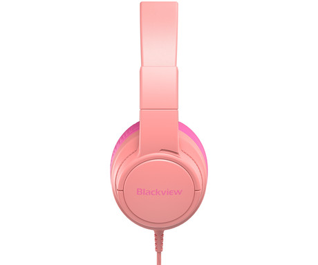 Blackview FITBUDS K1 otroške naglavne slušalke, nastavljive, zložljive, multifunkcijski gumb, klicanje, mikrofon, 2 načina BOOSTED/SAFE, 3.5mm jack, +adapter USB Type-C, roza (Rosy Pink)