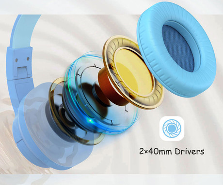 Blackview FITBUDS K1 otroške naglavne slušalke, nastavljive, zložljive, multifunkcijski gumb, klicanje, mikrofon, 2 načina BOOSTED/SAFE, 3.5mm jack, +adapter USB Type-C, roza (Rosy Pink)