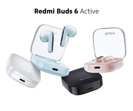 XIAOMI Redmi Buds 6 Active brezžične slušalke, Bluetooth 5.4, TWS, Noise Cancelling, polnilna enota, USB Type-C, do 30 ur, bele (White)