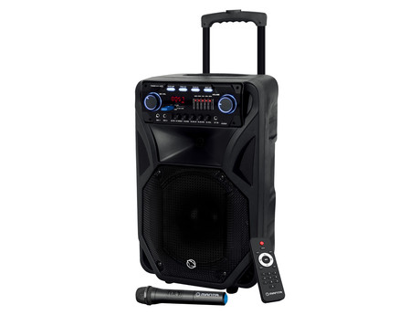 MANTA SPK5021 PRO FONOS prenosni KARAOKE zvočnik, Bluetooth 5.0, 8.000W P.M.P.O., TWS, Equalizer, polnilna baterija, FM Radio, USB / microSD / AUX / MIC-in, črn