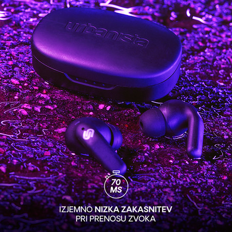 URBANISTA SEOUL brezžične slušalke, Bluetooth® 5.2, TWS, do 32 ur predvajanja, upravljanje na dotik, brezžično polnjenje, nizka zakasnitev, črne (Midnight Black)