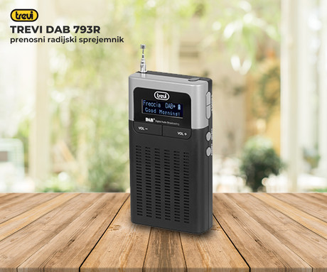 TREVI DAB 793 R prenosni digitalni radio, DAB / DAB+ / FM / RDS, LED zaslon, AUX-in, napajanje na 3x AAA baterije, črn