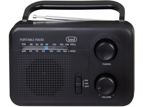 TREVI RA 7F64 radijski sprejemnik, FM Radio, zvočnik, teleskopska antena, prenosen, FM / AM / AUX, črn