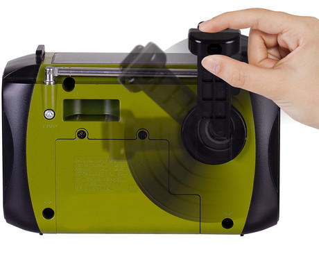 TREVI RA 7F30 BT DYNAMO radijski sprejemnik, 3v1, FM Radio, zvočnik, teleskopska antena, polnilna baterija, solarni panel, LED svetilka, retro izgled, prenosen, FM / AM / SW, USB, microSD, zeleno-črn