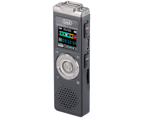 TREVI DR 437 SA2 mini diktafon, MP3 / WMA format, 8GB spomin, zvočnik, AUX-in, VOR (Voice Activated Recording) funkcija, USB Type-C, črn