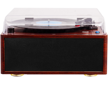 TREVI TT 1030 BT gramofon, 30W, STEREO zvočniki, 33/45/78rpm, BluetoothWIRELESS IN/OUT oddajnik, RCA izhod, leseno ohišje, rjavo-črn