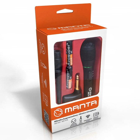 MANTA MIC002 ARETHA brezžični + žični mikrofon karaoke , 6.3mm, XLR konektor