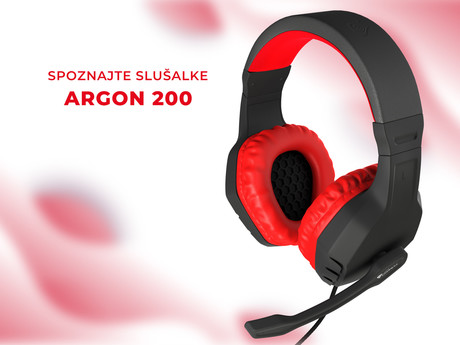 GENESIS Argon 200 Gaming naglavne slušalke z mikrofonom, STEREO 2.0, LED osvetlitev, pleten kabel, črno/rdeče