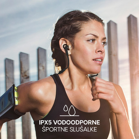 EOL - URBANISTA BOSTON brezžične športne slušalke z mikrofonom, Bluetooth, IPX4, Dark Clown Black (črne)