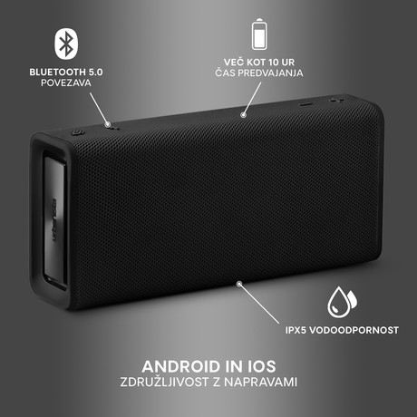 EOL - URBANISTA BRISBANE bluetooth zvočnik, TWS, 20W RMS, IPX5, 10ur, Midnight Black (črn)