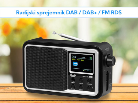 TREVI 7F96R Prenosni digitalni radio, Bluetooth, DAB/DAB+/FM, polnilna baterija, črn