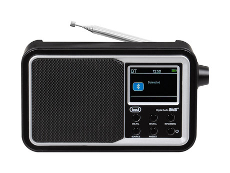 TREVI 7F96R Prenosni digitalni radio, Bluetooth, DAB/DAB+/FM, polnilna baterija, črn