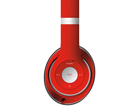 PLATINET/Freestyle FH0916R naglavne Bluetooth slušalke + mikrofon, microSD, FM radio, AUX-in, zložljive, rdeče