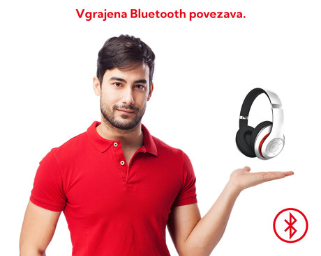 PLATINET/Freestyle FH0916W naglavne Bluetooth slušalke + mikrofon, microSD, FM radio, AUX-in, zložljive, bele