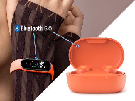 EOL - LEDWOOD KEPLER, TWS brezžične slušalke + športna zapestnica, oranžne