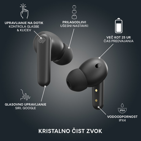 URBANISTA LONDON brezžične slušalke s polnilno postajo, Bluetooth, TWS, ANC, Midnight Black (črne)