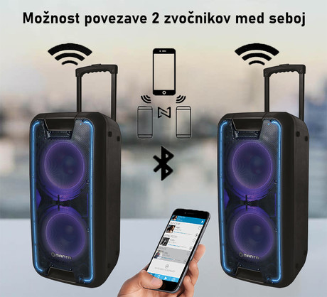EOL - MANTA SPK5027 Nerio PRO, Bluetooth karaoke zvočni sistem, prenosni, vgrajena baterija, 5.000W P.M.P.O, Bluetooth 5.0, TWS
