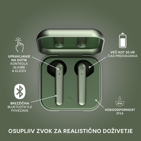 URBANISTA STOCKHOLM PLUS brezžične slušalke s polnilno postajo, Bluetooth, TWS, Olive Green (olivno zelene)