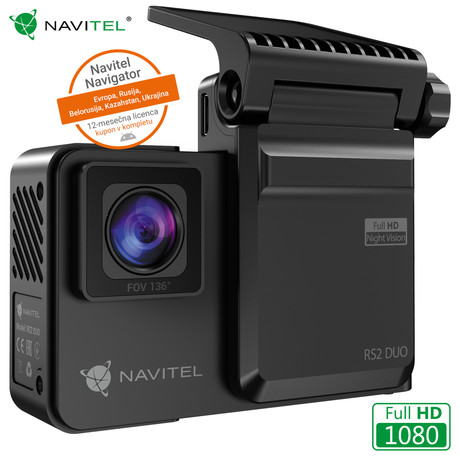 Avto kamera NAVITEL RS2 DUO, 2v1 prednja in notranja, 2" zaslon, Night Vision, SONY senzor, magnetni nosilec, 136° snemalni kot, G-senzor, aplikacija