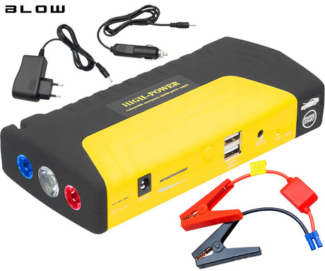 BLOW JS-15 zagonska baterija / jump starter, 12800mAh, powerbank, zaščita, varnostni dodatki, LED, 2x USB, kovček