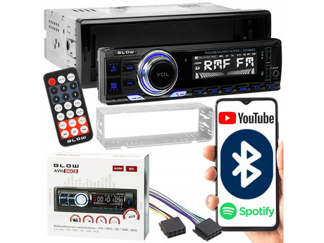 BLOW AVH8603 avto radio, 1DIN, RDS / FM Radio, Bluetooth, 4x60W, MP3 / USB / AUX, snemljiva plošča, daljinski upravljalnik