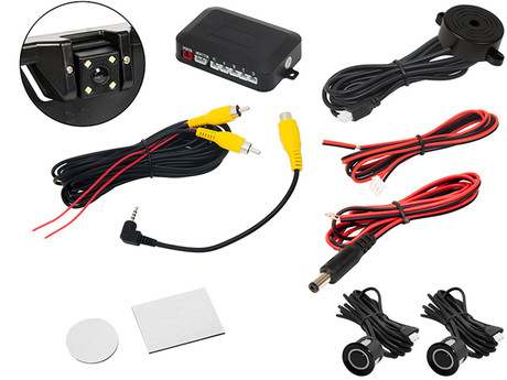 BLOW BVS-548 vzvratna kamera in tablica za avto, 2 parkirna senzorja, tehnologija Night Vision, IP67 vodoodpornost, črna
