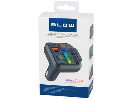 BLOW 74-173 FM oddajnik / transmitter, Bluetooth 5.3, Quick Charge 3.0, SuperBASS, LED zaslon, prostoročno telefoniranje, 1x USB Type-A, 1x USB Type-C, črn