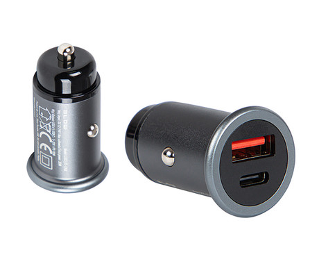 BLOW 75-726 avto polnilec, 30W, 12-24V, USB Type-A, USB Type-C, prenapetostna zaščita, črn