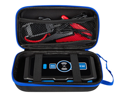 BLOW JS-24 zagonska baterija / jump starter, 12.000 mAh, powerbank, zaščita, varnostni dodatki, LED, 2000A, 2x USB, torbica
