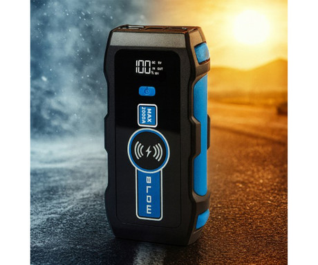 BLOW JS-24 zagonska baterija / jump starter, 12.000 mAh, powerbank, zaščita, varnostni dodatki, LED, 2000A, 2x USB, torbica