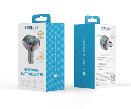 FOREVER TR-360 FM oddajnik / transmitter, Bluetooth, LED zaslon, prostoročno telefoniranje, 2x USB-A, 1x USB-C, MP3/WMA, črn