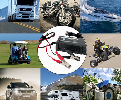 PLATINET PCBC38 pametni polnilec / vzdrževalec akumulatorja, 6V/12V, 1A/3.8A, 6-stopenjski, za vse vrste baterij / akumulatorjev, vgrajen mikroprocesor, LED indikatorji, IP65 vodoodpornost, črn