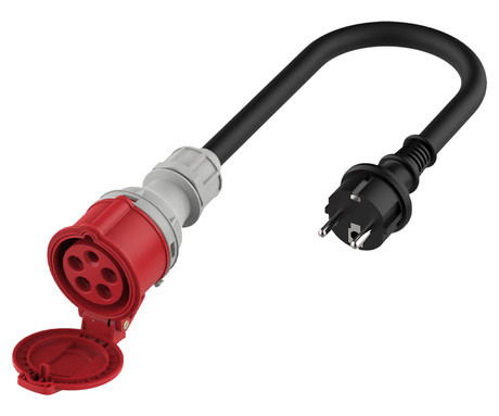 PLATINET A11C35S prenosni EV adapter za polnjenje / napajanje, 3.6kW, 16A, 3-fazni, 20cm, 1-fazni CEE RED, Plug&Play, za električna / hibridna vozila, črn